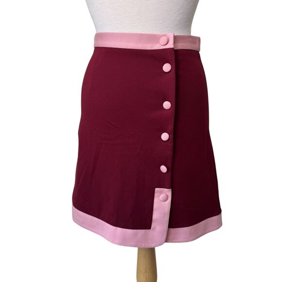 ANTHROPOLOGIE Hutch Milan Color Blocked A line Mini Skirt Buttons Size 4 - Picture 2 of 11
